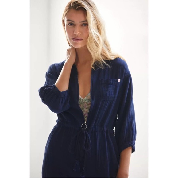 Anthropologie Sundry waisted Cotton Gauze Crop Jumpsuit Large excellent conditio - Picture 3 of 8